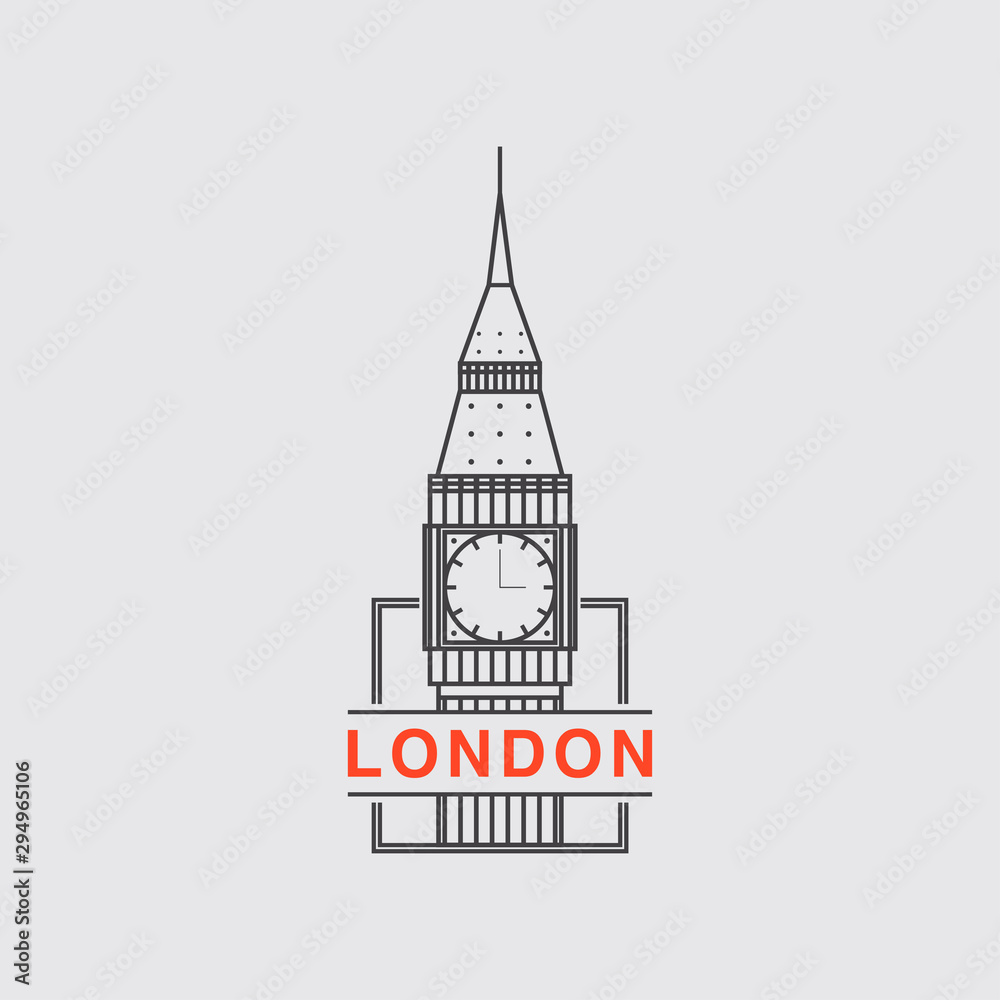 icon logo of london with the line art big ben