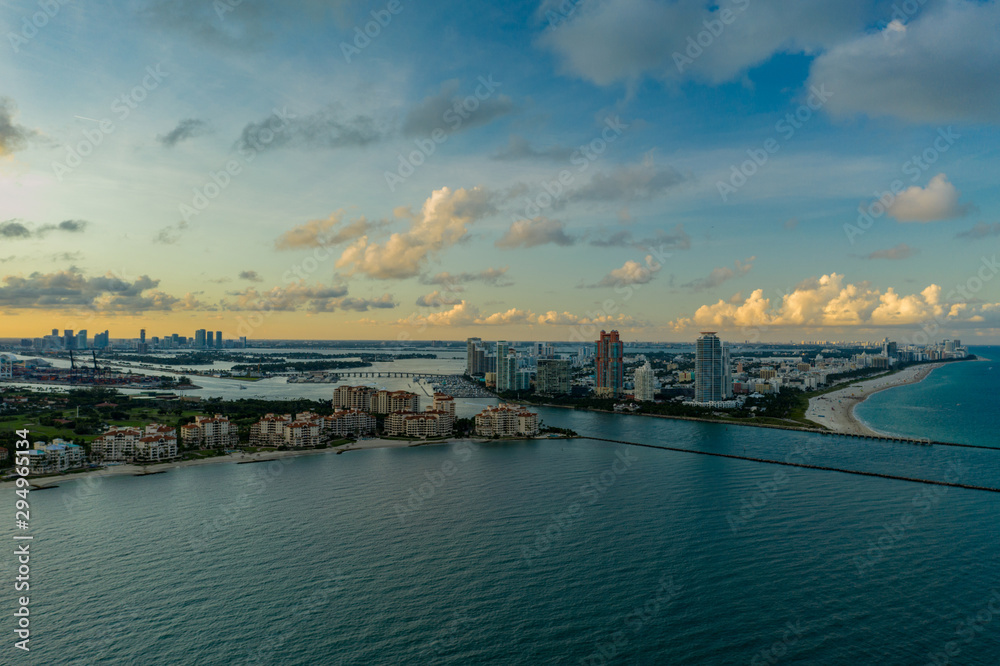 Aerial photo Miami Beach Fisher Island and Government Cut Inlet