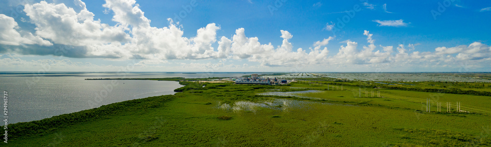 Aerial panoramic photo Turkey Point Nuclear power plant generation station Homestead Florida