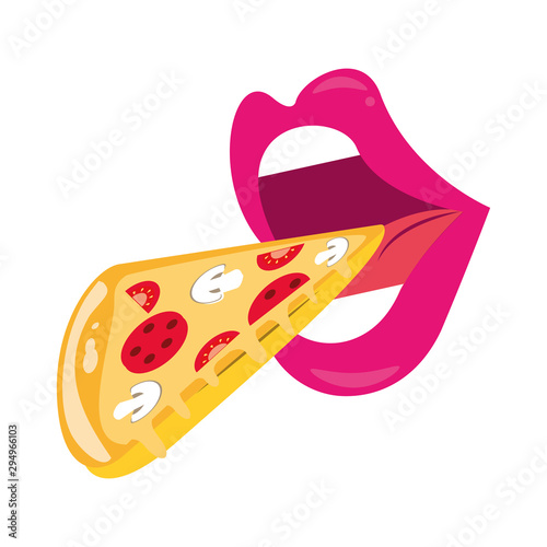 mouth and pizza design