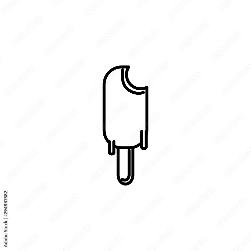bitten popsicle ice cream summer icon line bitten popsicle ice cream summer icon line