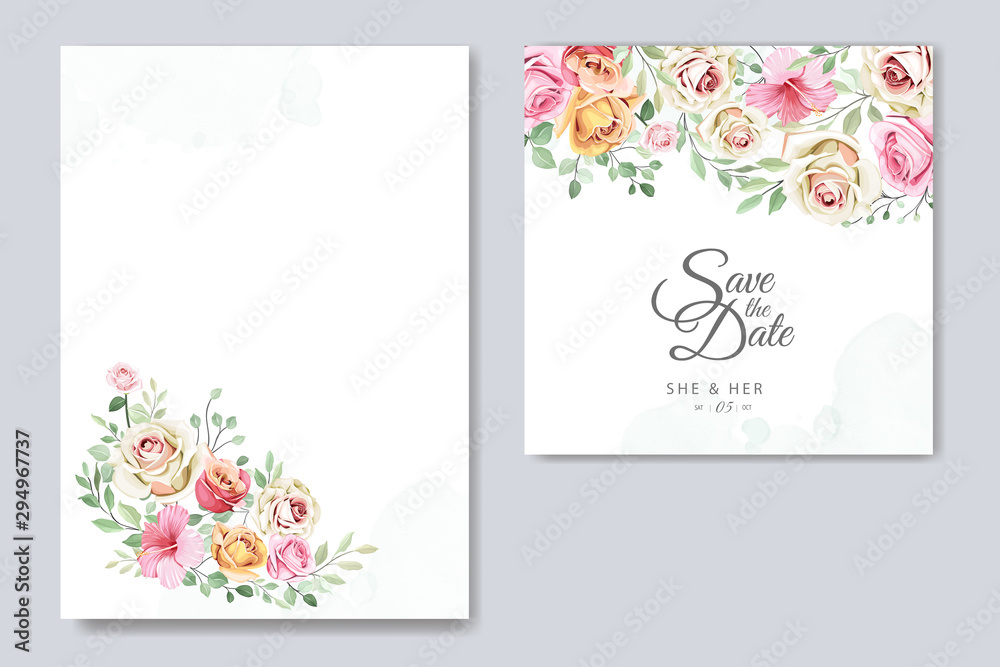 wedding invitation ornament card with beautiful floral