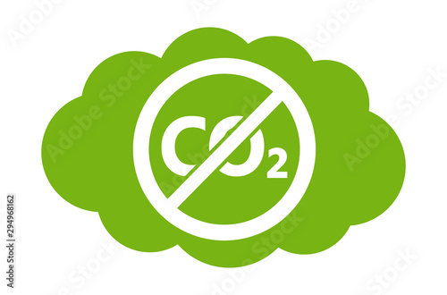 No CO2 cloud symbol green flat icon