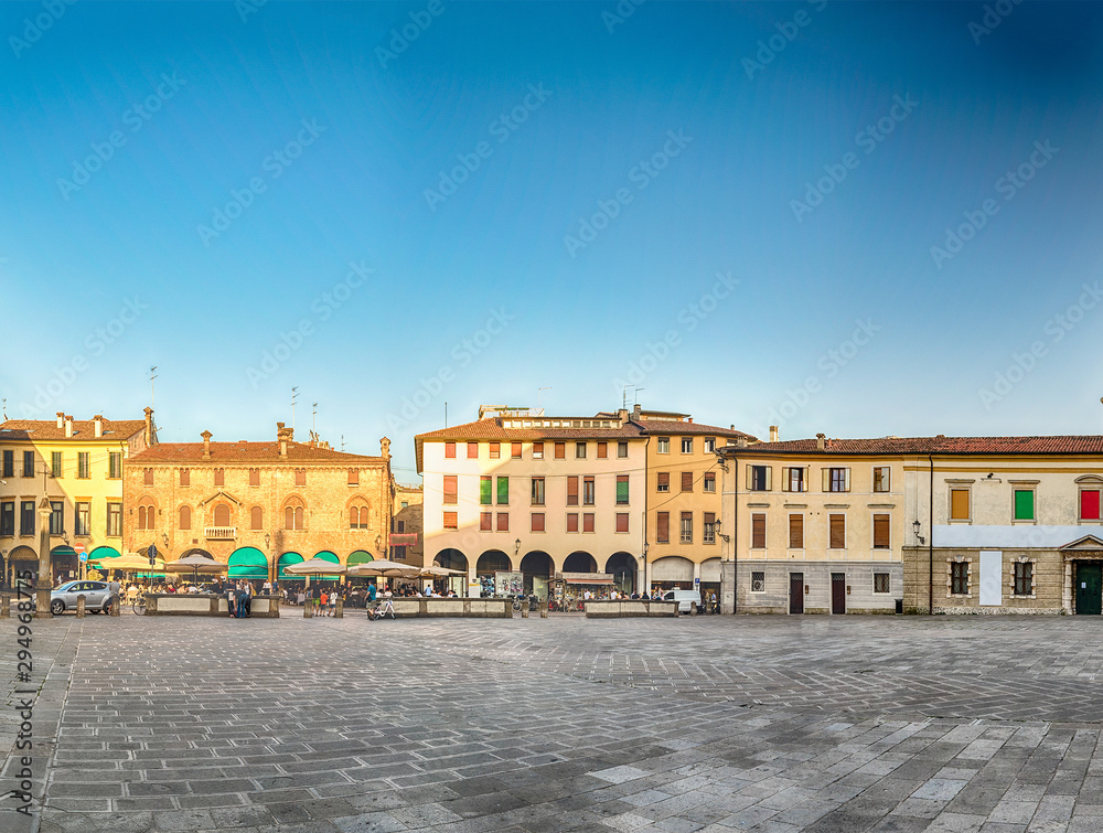 Panoramic view of Piazza Duomo, central square in Padua, Italy