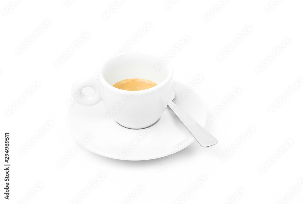 White cup of hot original italian cappuccino, fresh and aromatic coffee. Isolated on white background. White cup of hot original italian cappuccino, fresh and aromatic coffee. Isolated on white background.