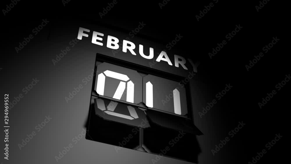 February 4 date. digital calendar change to February 4 animation February 4 date. digital calendar change to February 4 animation