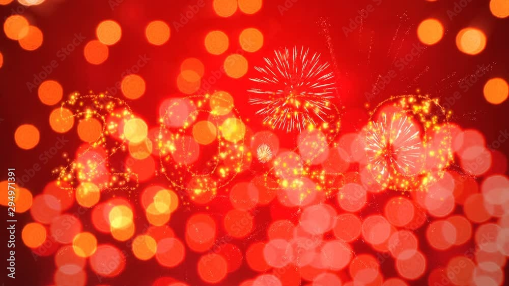 Happy new year 2020 sparkling year lettering with fireworks particles background. Merry Christmas and Happy New Year background. Happy new year 2020 sparkling year lettering with fireworks particles background. Merry Christmas and Happy New Year background.