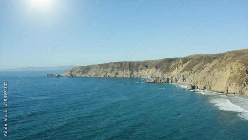 Hyperlapse of California coast rocks and waves. Aerial view Hyperlapse of California coast rocks and waves. Aerial view