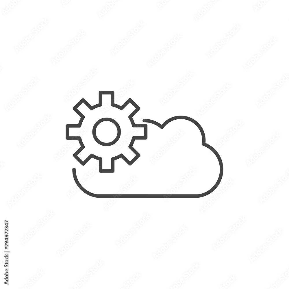 cloud computing gear technology icon line design cloud computing gear technology icon line design