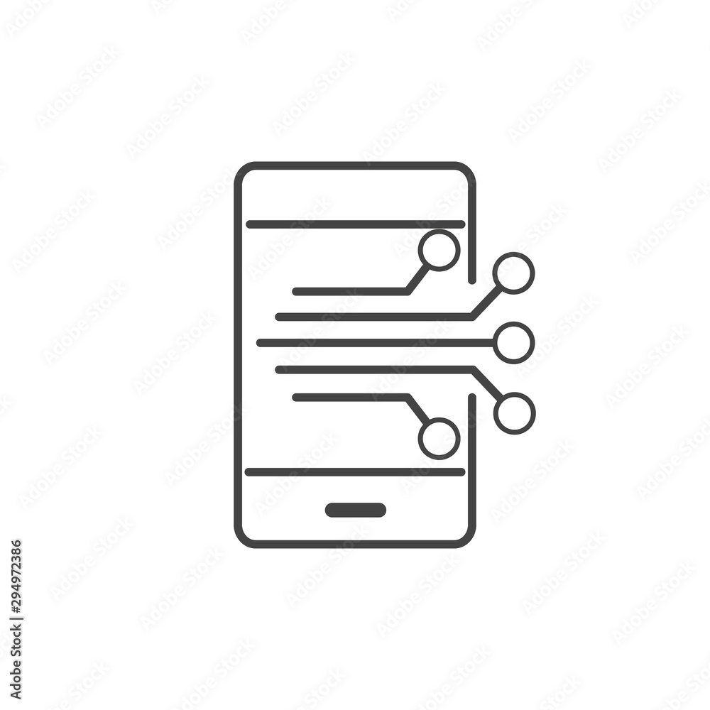 smartphone electronic circuit technology icon line design smartphone electronic circuit technology icon line design