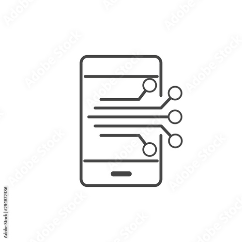 smartphone electronic circuit technology icon line design