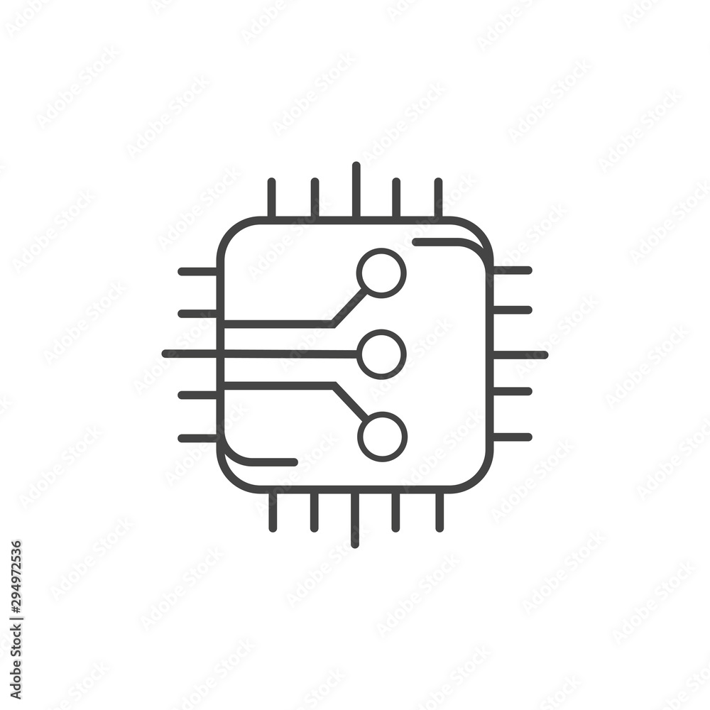 electronic circuit board technology icon line design