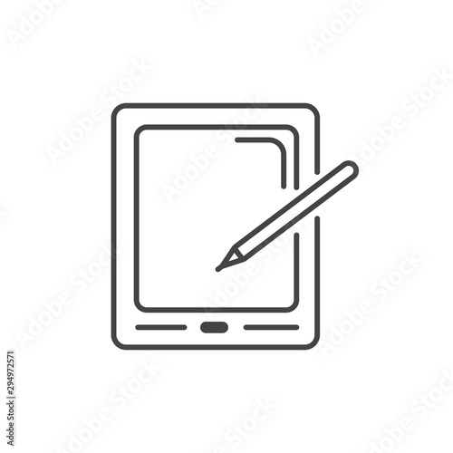 tablet digital pen technology icon line design