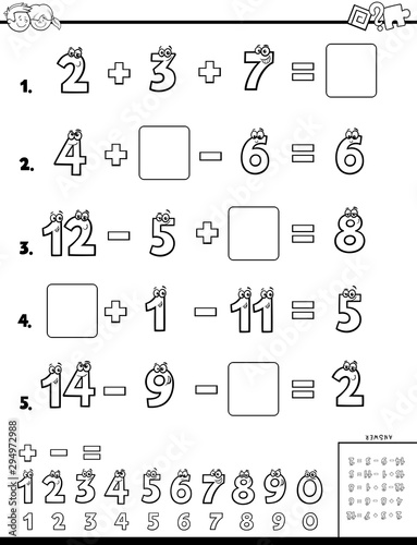 calculation educational worksheet for children
