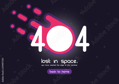 404 error page, template for website, lost in space