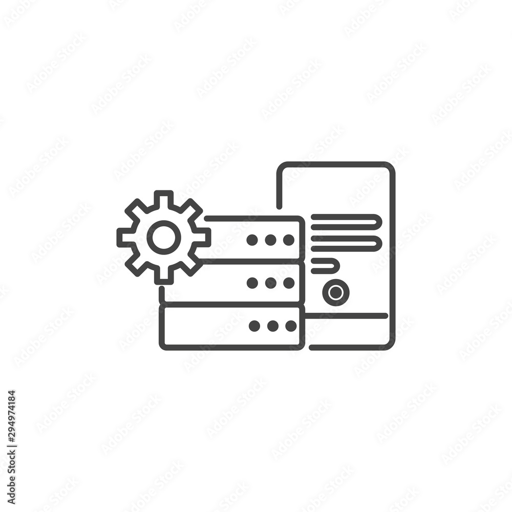 Fototapeta premium database smartphone gear technology icon line design
