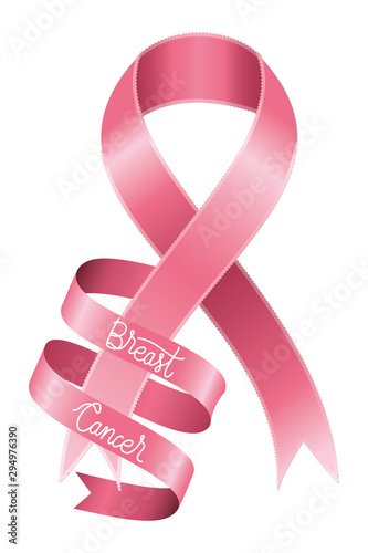breast cancer campaign ribbon with calligraphy