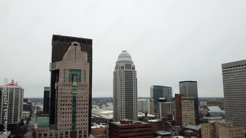 4k aerial view from drone of downtown Louisville, Kentucky, USA on a winter day 4k aerial view from drone of downtown Louisville, Kentucky, USA on a winter day