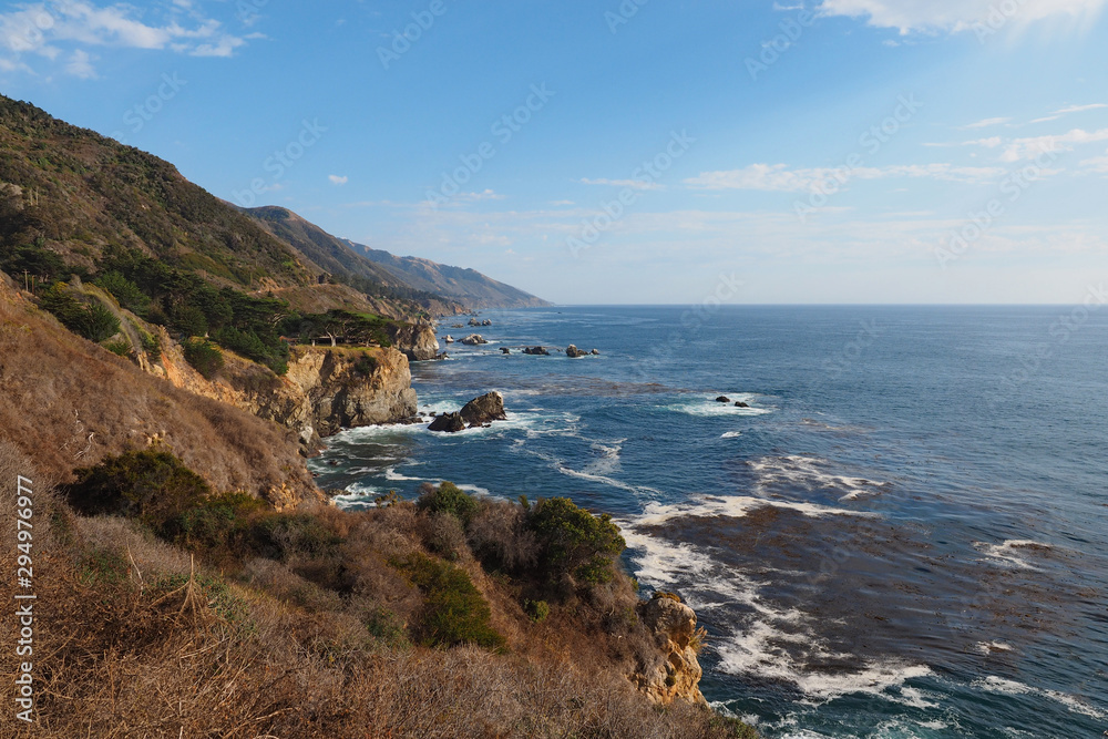 Big Sur Coast of Monterey County, California on autumn afternoon near Julia Pfeiffer State Park.