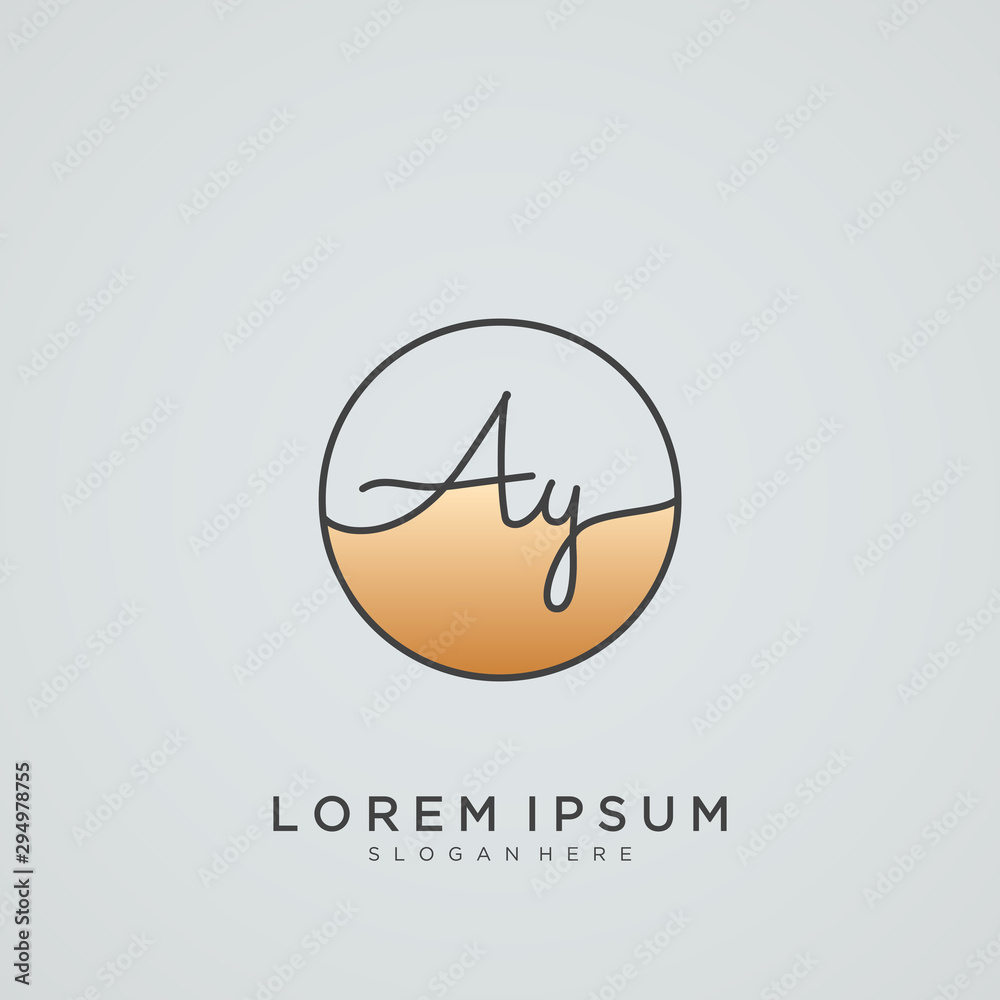 Elegant Initial Letter AY Logo With Circle. Elegant Initial Letter AY Logo With Circle.