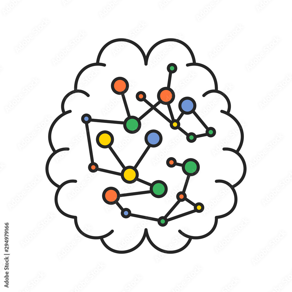 Machine learning and artificial intelligence or AI icon. Outline thin line  illustration. Flat on white background. Stock Vector | Adobe Stock