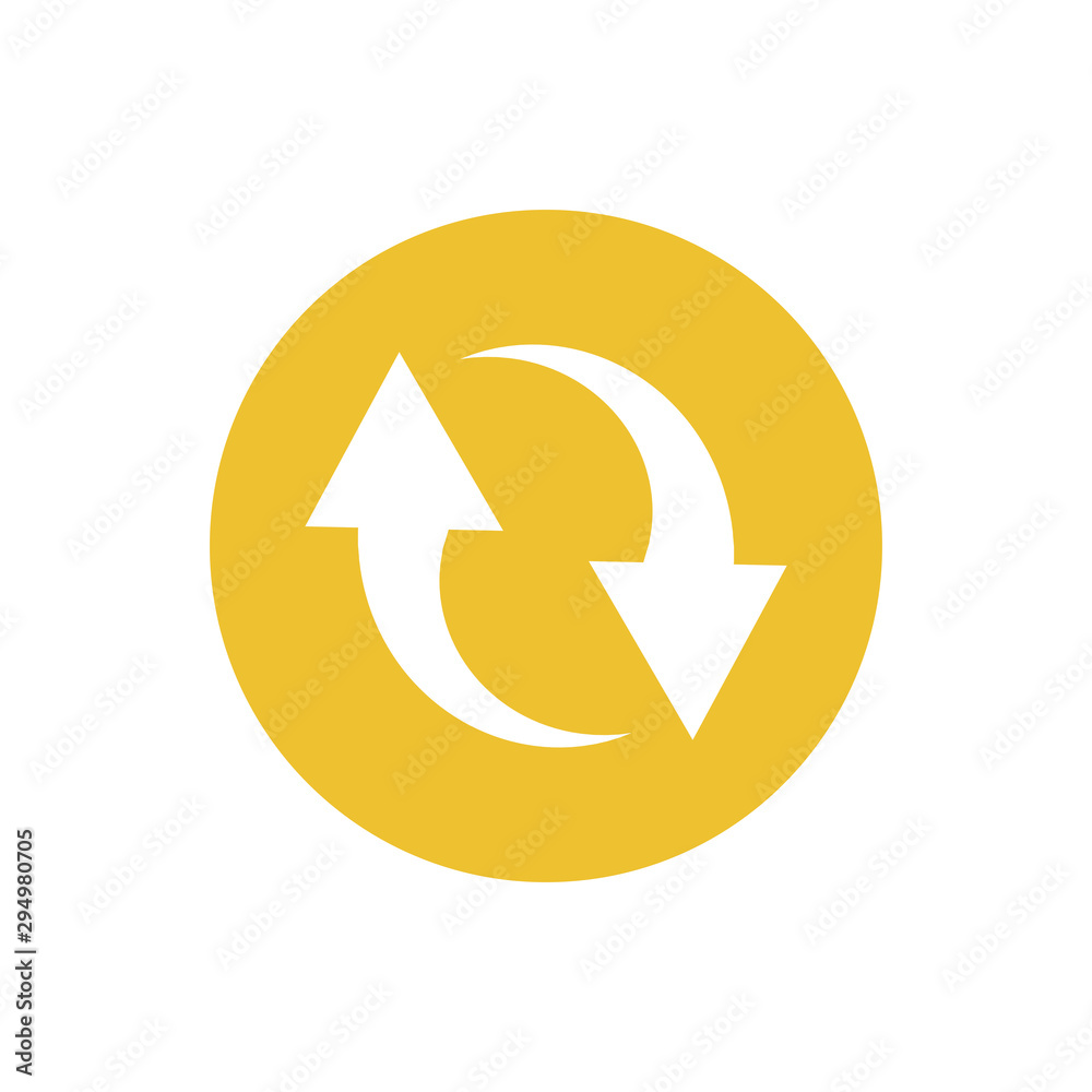 icon of double reverse arrows in color circle icon of double reverse arrows in color circle
