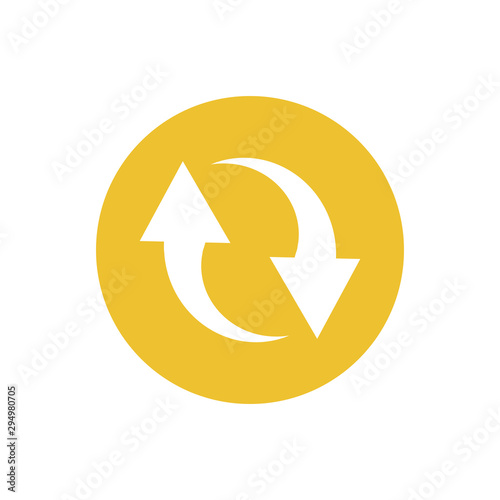 icon of double reverse arrows in color circle photo