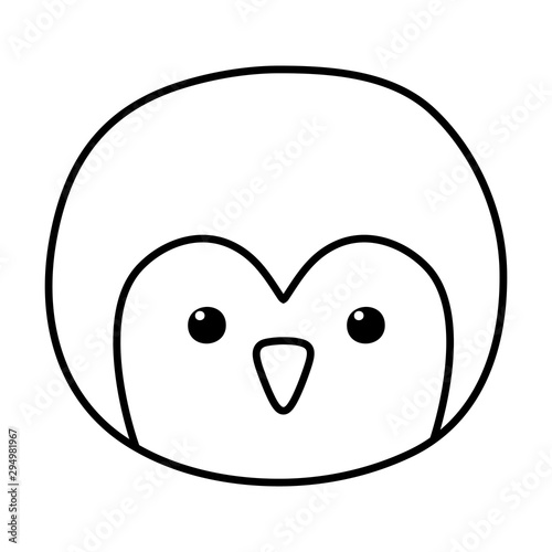 penguin face polar animal bird icon line style
