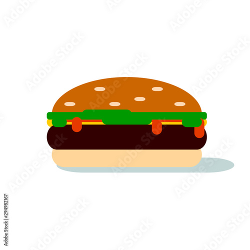 Simple graphic hamburger with lettuce, catsup & cheese