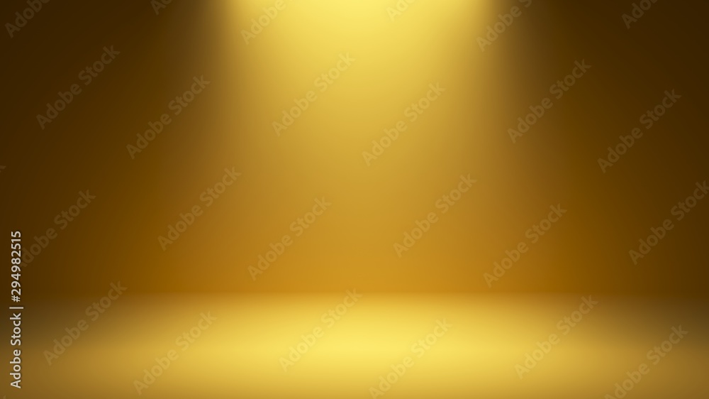 Obraz premium Studio room yellow background with soft lighting.backdrop.Background for product. 3d illustration