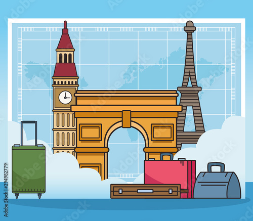 Iconic monuments and world travel design