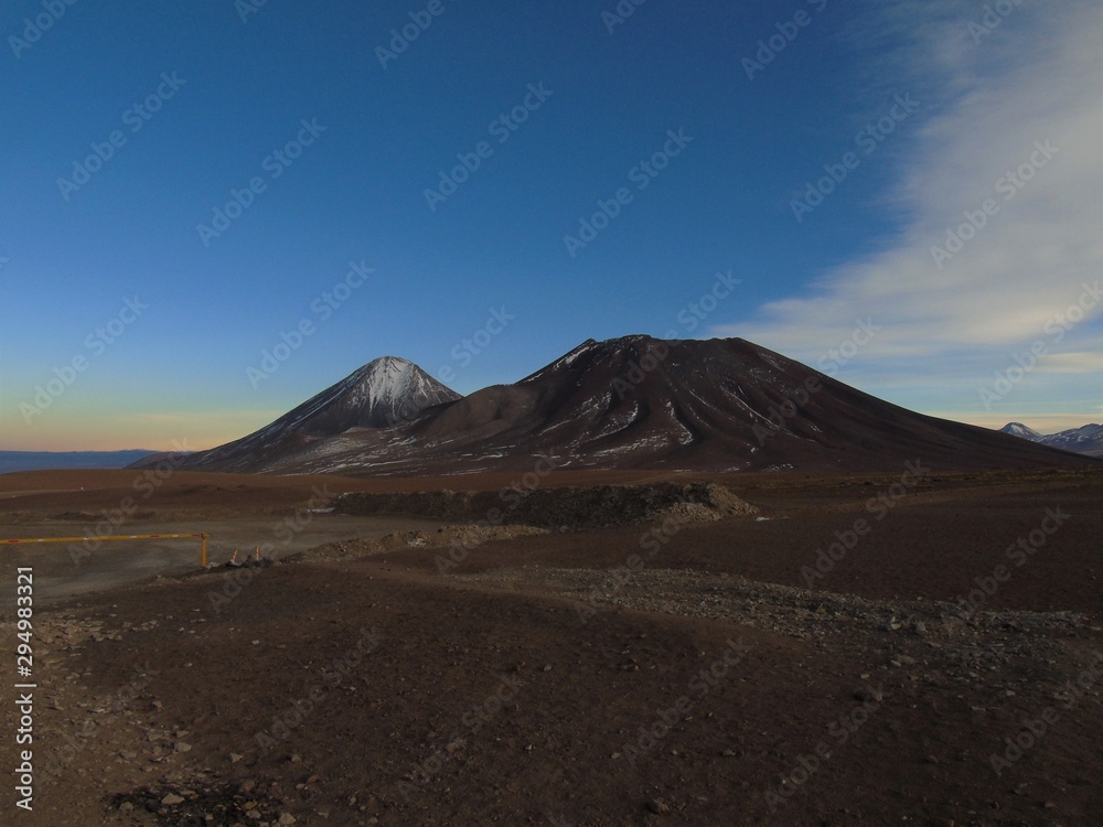 Licancabur and Sairecabur volcano, on the border of Chile Bolivia in the department of potosi