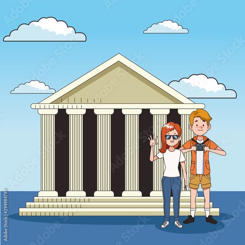 Cartoon Tourists and world travel design