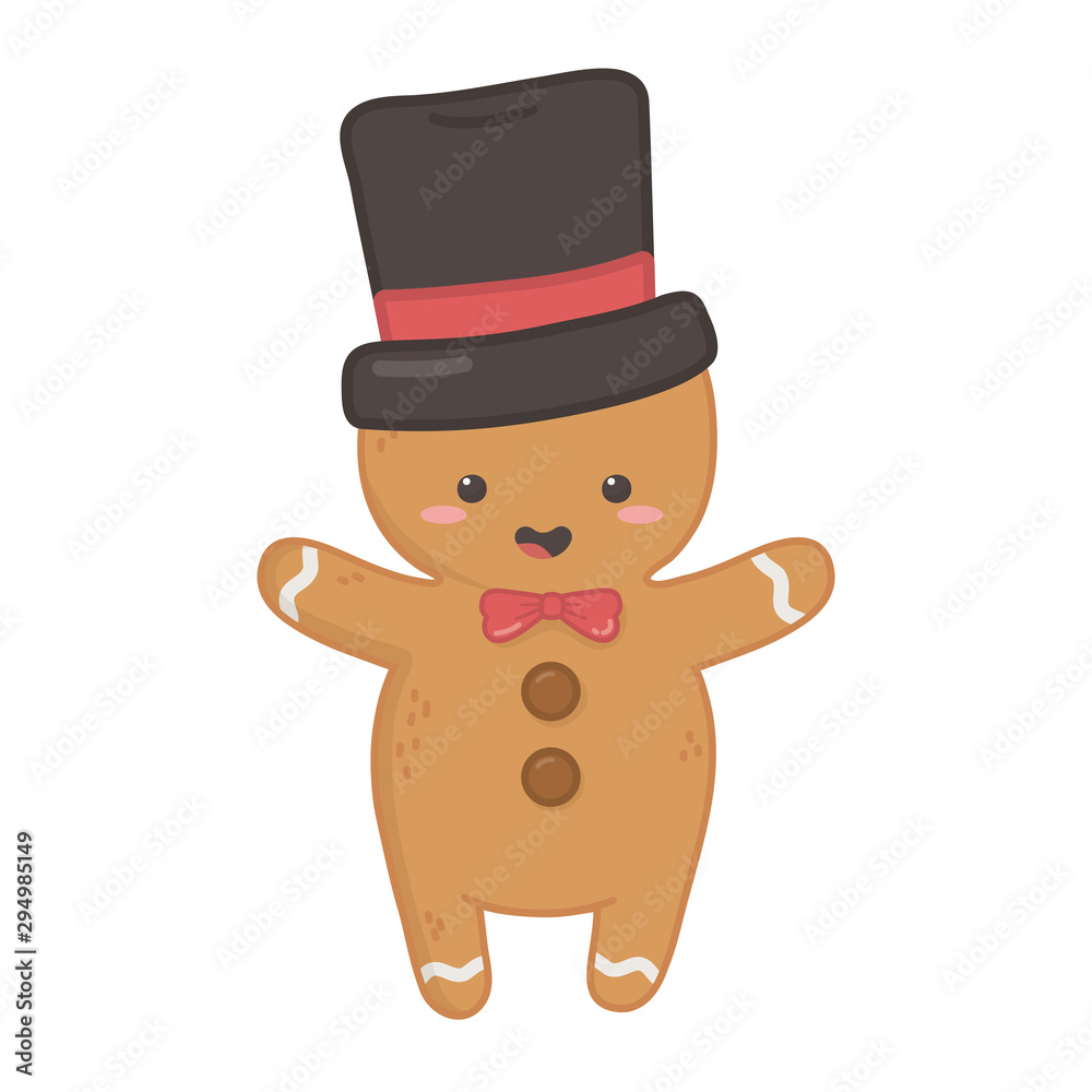 Obraz premium gingerbread man with black hat decoration merry christmas