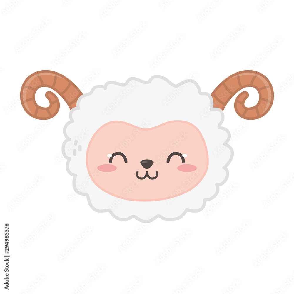 cute sheep with horns on white background cute sheep with horns on white background