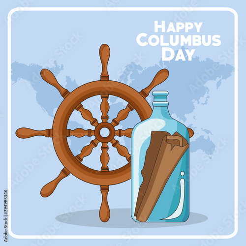 Ship rudder and Happy columbus day design