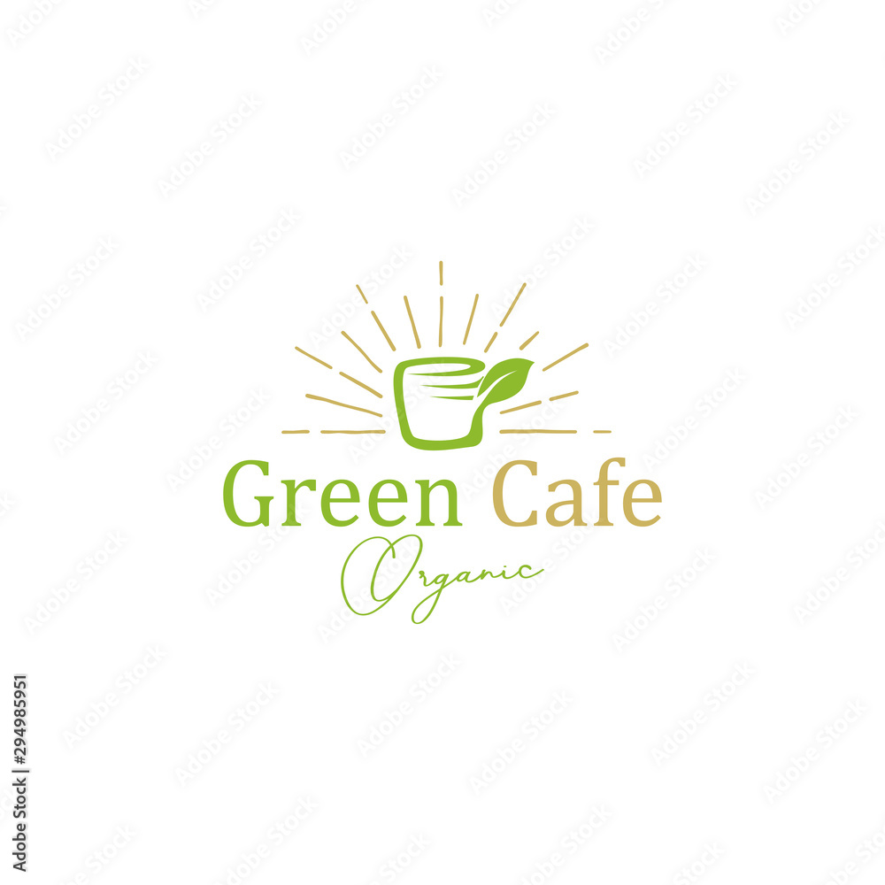 Cafe organic logo design - nature green fresh product of coffee Stock ...