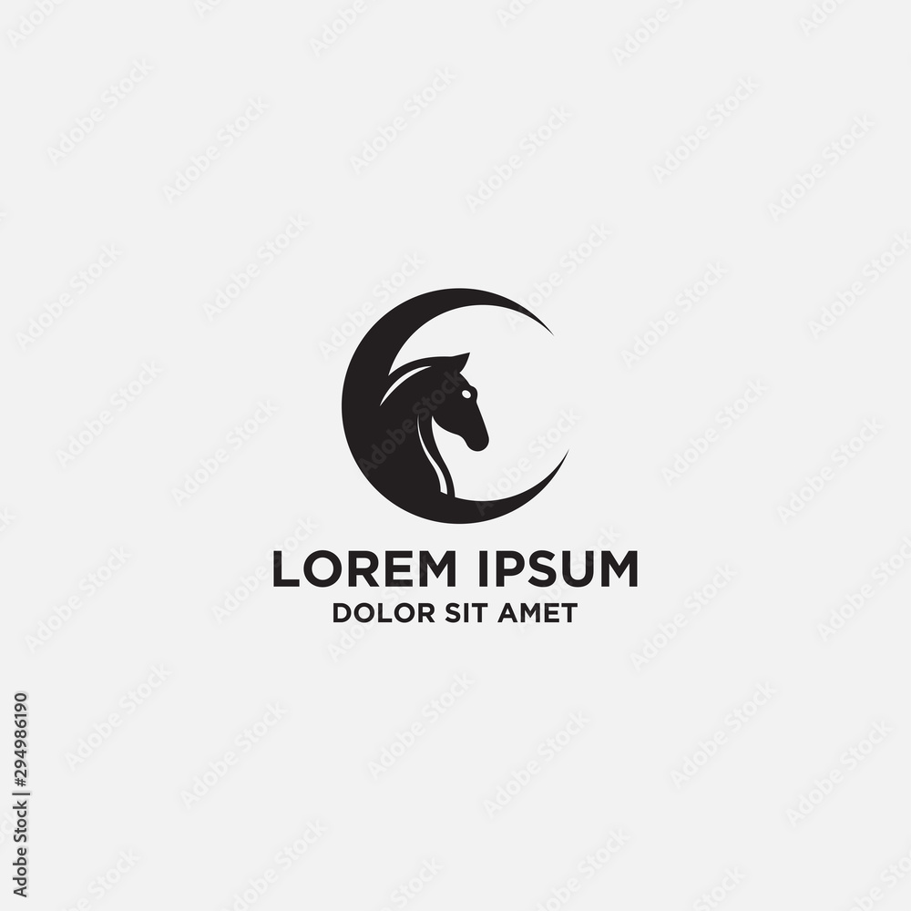 Fototapeta premium Modern Moon Horse Logo template - vector