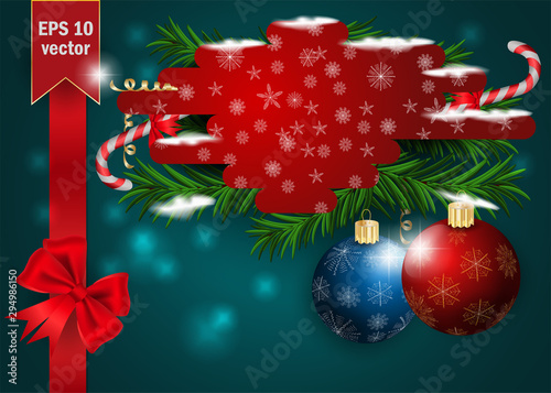 Christmas and new year 3 design background Christmas decorations among snowflakes