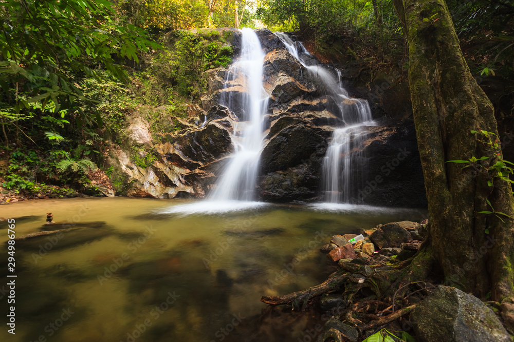 Fototapeta premium waterfalls found in tropical rainforest in Malaysia
