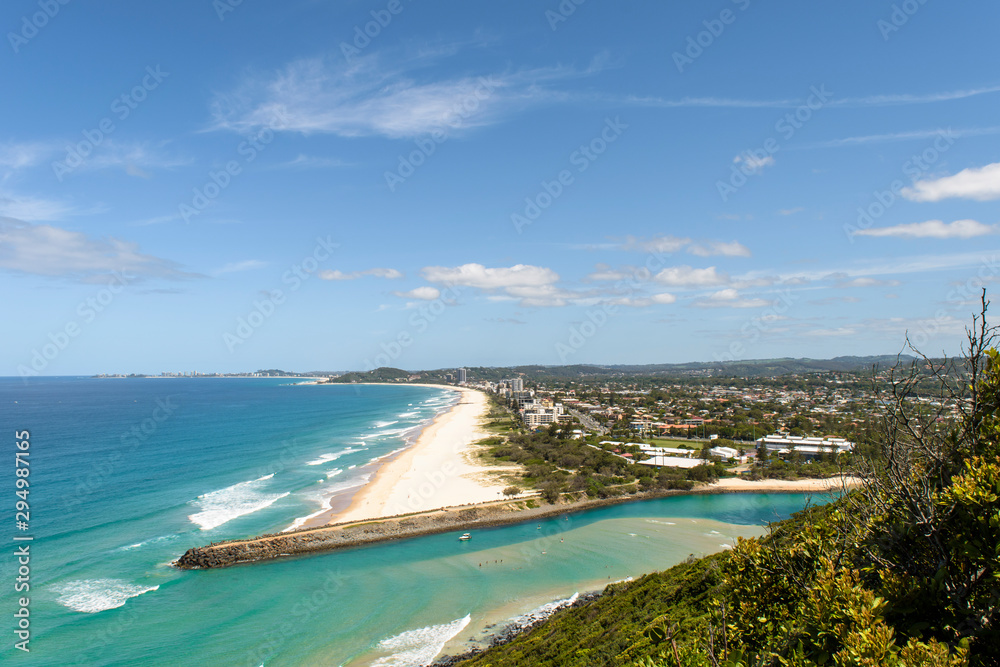 Sea and river and beach from Burleigh Heads mountain