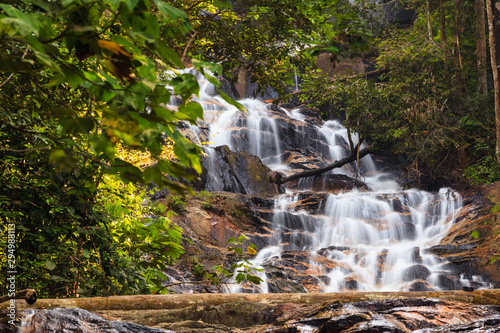 waterfalls found in tropical rainforest in Malaysia