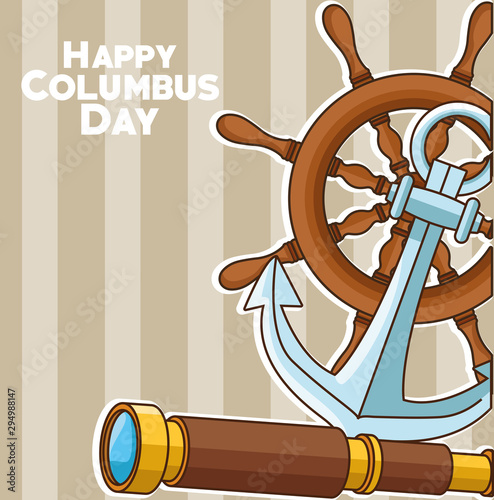 Ship rudder and Happy columbus day design