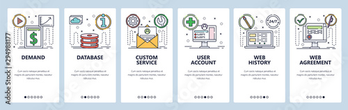 Website and mobile app onboarding screens vector template