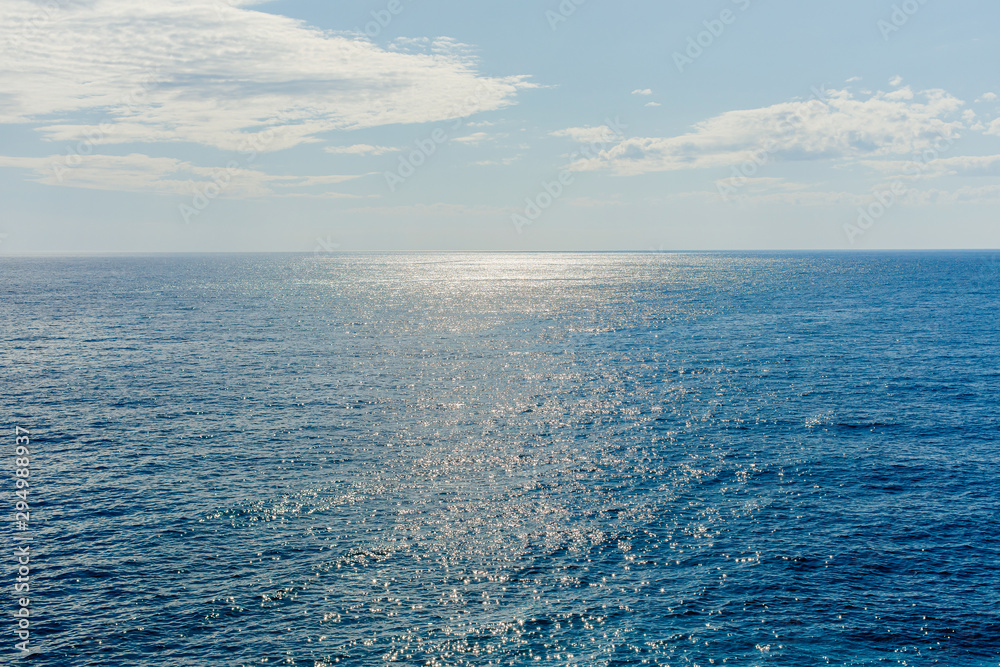 Fototapeta premium Blue sea surface with waves aerial view