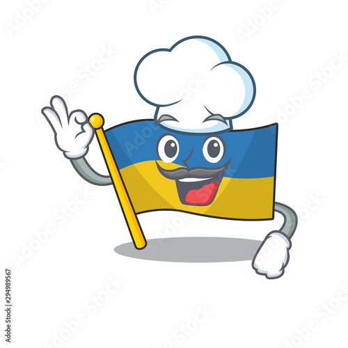 Chef flag ukraine flown above cartoon pole
