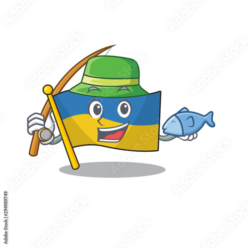 Fishing flag ukraine in the character shape