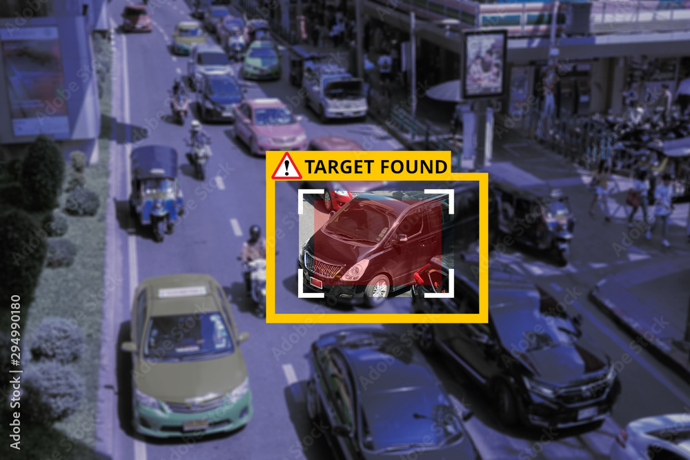 Fototapeta premium Machine Learning and AI to Identify Objects technology, Artificial intelligence. Image processing, Speed Limit