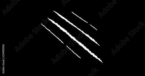 Medium Fast Claw Stripe Slashes with Fire Strokes 3 Step. 4K resolution with Alpha channel. Easy to use, Drop .mov files into your project. photo