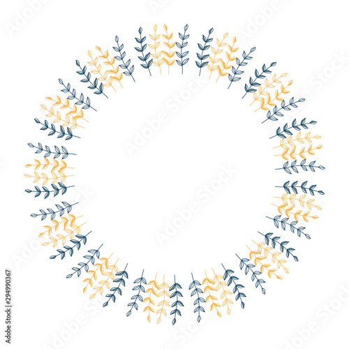 Vector floral frame. Round hand drawn floral frames on white background. Design elements for wedding cards, prints, greeting cards